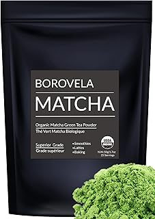 Organic Matcha Green Tea Powder - Superior Grade USDA Certified - Green Superfood For Smoothies Lattes and Baking - Borovela 50g 1.7oz