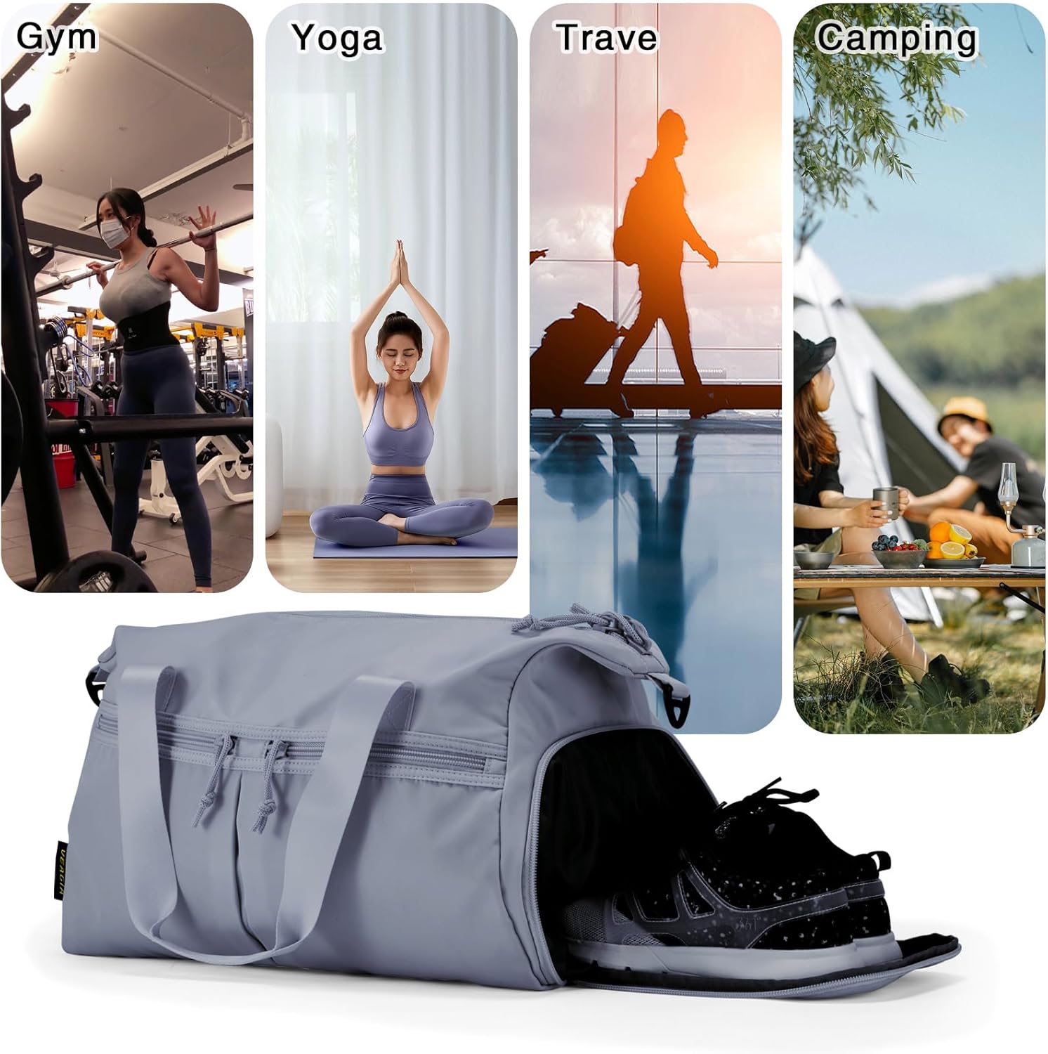 Weekender Duffel Bag with Shoe Compartment And Wet Pocket-Luggage Everyday Overnight Bag for Men and Women Travel-Carry On Gym Bag - Image 7