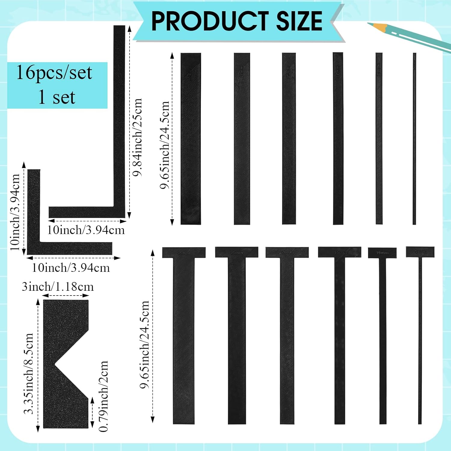 Zeyune 17 Pcs Bookbinding Tools Kit Easy Scrapbooking Tool Handmade L/t Shape & Straight Edge Set with Corner Cutting Items Storage Box for Albums, Journals, Notebook (B5,Black)