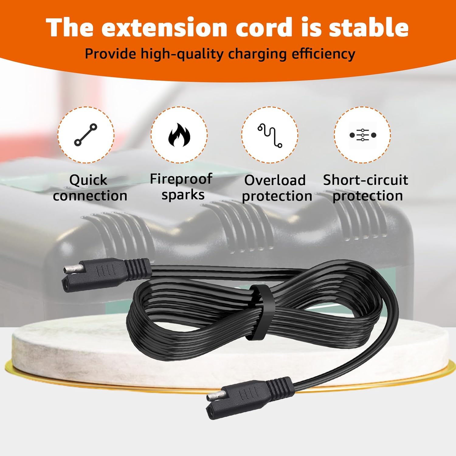 12Ft SAE Cable Replacement for Battery Tender Extension Cable - Compatible with Battery Tender Chargers Quick Connect Plugs for Motorcycles, Cars, ATVs, and More (081-0148-12)（1PC