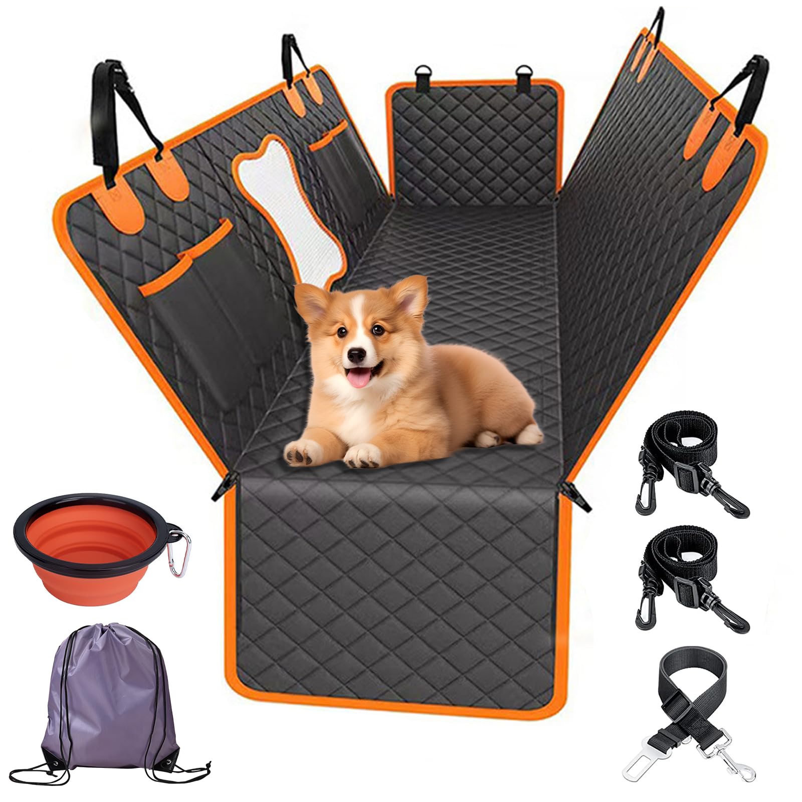 Dog Car Cover,Car Seat Cover for Dogs,Dog Boot Protector,Rear Seat Cover for Pets,Waterproof and Resistant,Protector Waterproof Anti-Skid with Visible Mesh Window,Universal for SUV and Travel