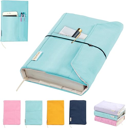 Fundas de lona para libros, protector de libro lavable, funda de libro para novelas de bolsillo, funda ajustable para libros de tapa dura con