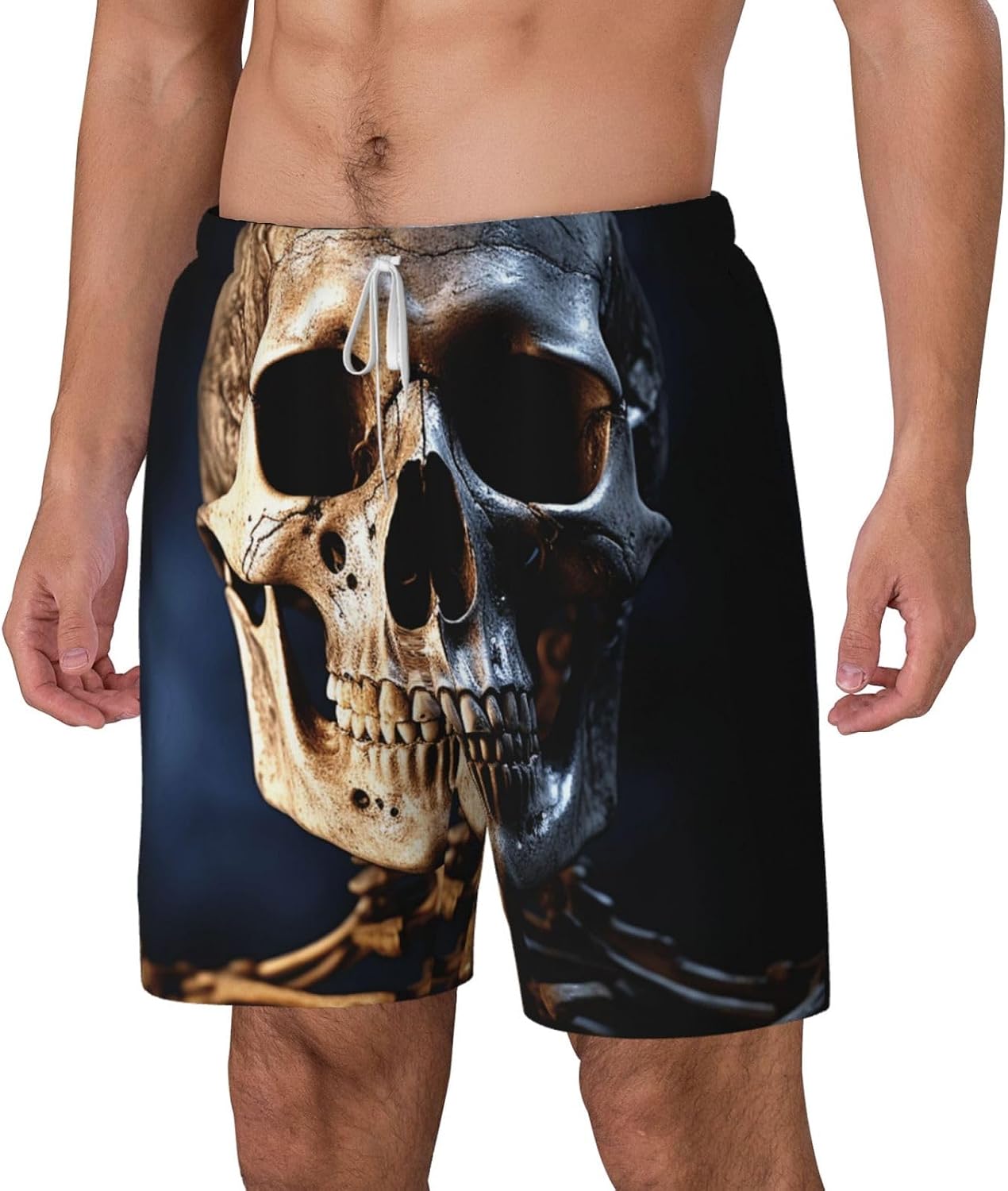 Mens Swim Trunks 2 in 1 Quick Dry Bathing Suits Beach Shorts with Compression Liner Skeleton Board Short
