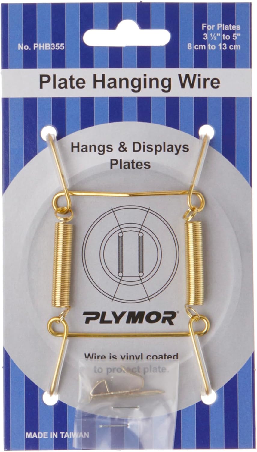 Plymor Shiny Gold Finish Wall Mountable Plate Hanger, 3.125" H x 1.75" W x 0.5" D (for Plates 3.5" - 5"), Pack of 6
