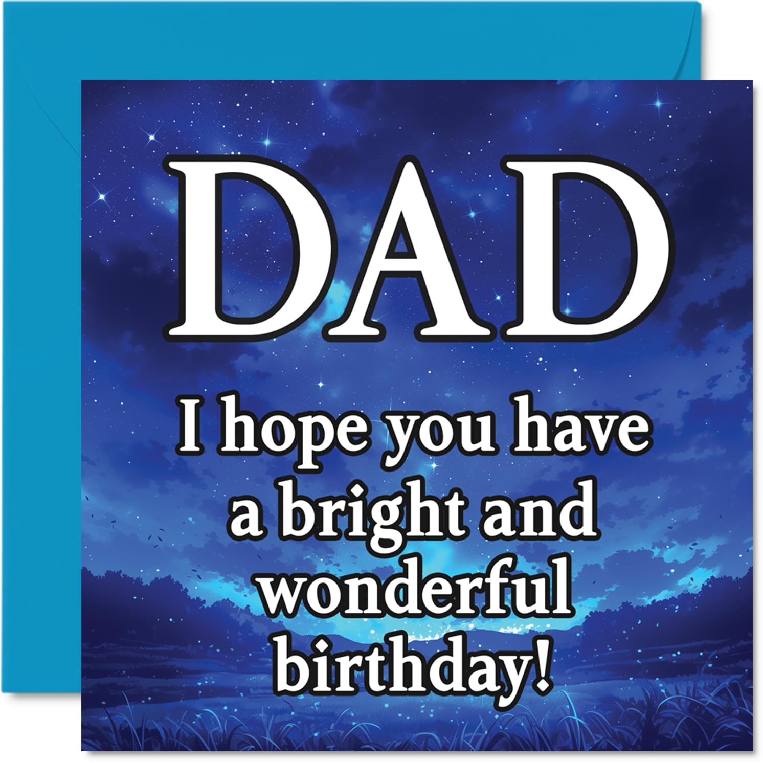 Stuff4 Dad Birthday Card, Magical Night Sky, 145mm x 145mm Square Birthday Greeting Card with Matching Envelope, ASIN B0G3WX6HPG