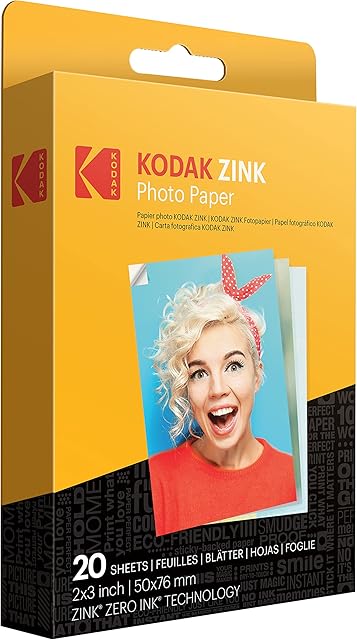 Kodak 2"x3" Premium Zink Photo Paper (20 Sheets) Compatible with Kodak Smile, Kodak Step, PRINTOMATIC