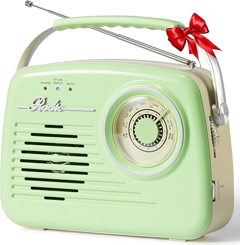 Radio portátil enchufable para el hogarpared al aire libre, radio vintage con Bluetooth, esfera grande fácil de usar, adecuada para el hogar, al