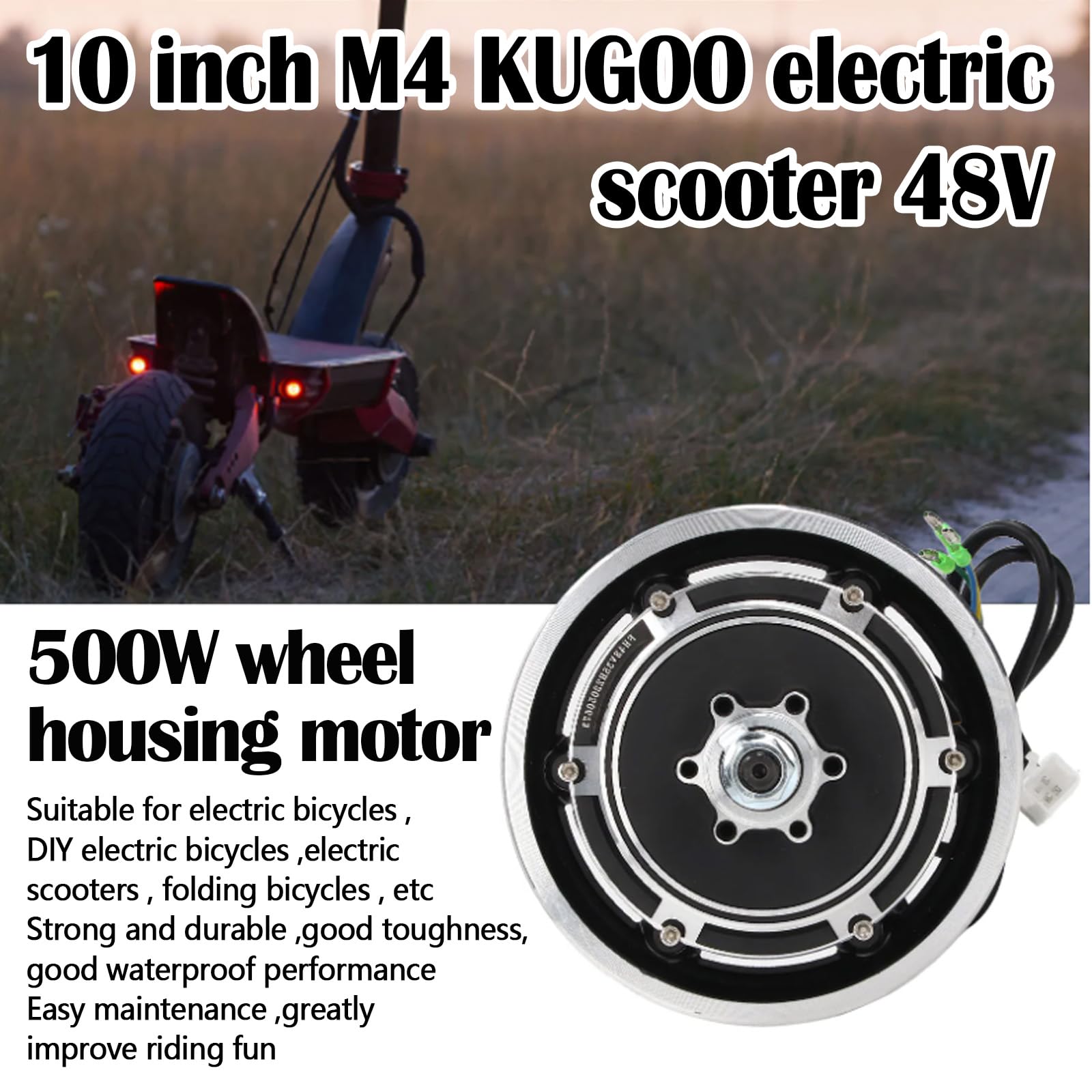Motore Del Mozzo, Motore Del Mozzo Per Scooter Elettrico 10pollici Per Kugoo M4/M4 Pro 48v 500w Motore Del Mozzo Della Ruota Sostitutivo E Motore Per Scooter Per Scooter Elettrici Kugoo M4/M4 Pro