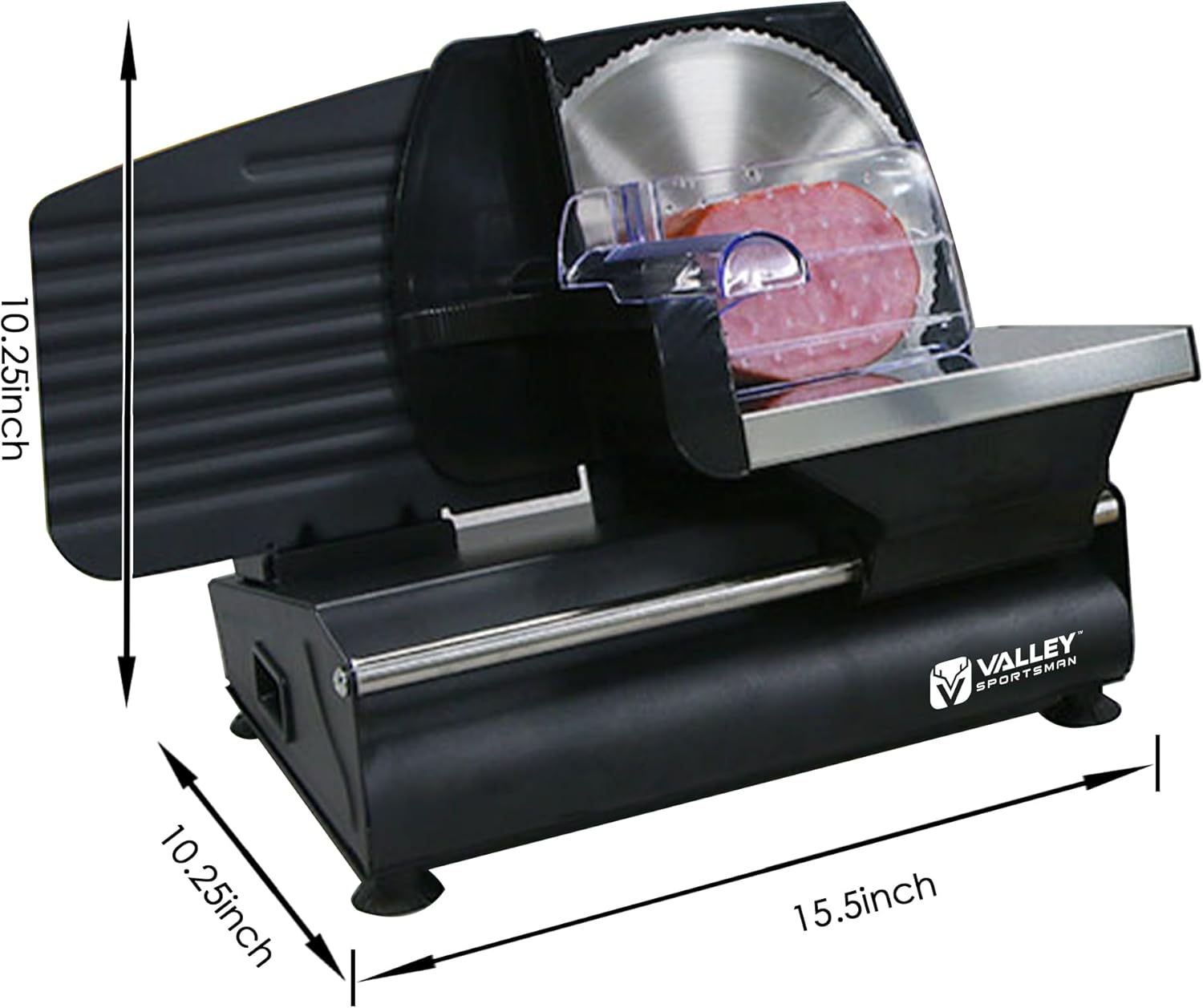 7.5" Electric Meat Slicer, with Stainless Steel Blade, 180 W, Adjustable Thickness for Home Use, Easy to Clean, Cuts Meat, Bread, Cheese and Deli, Black & Sliver