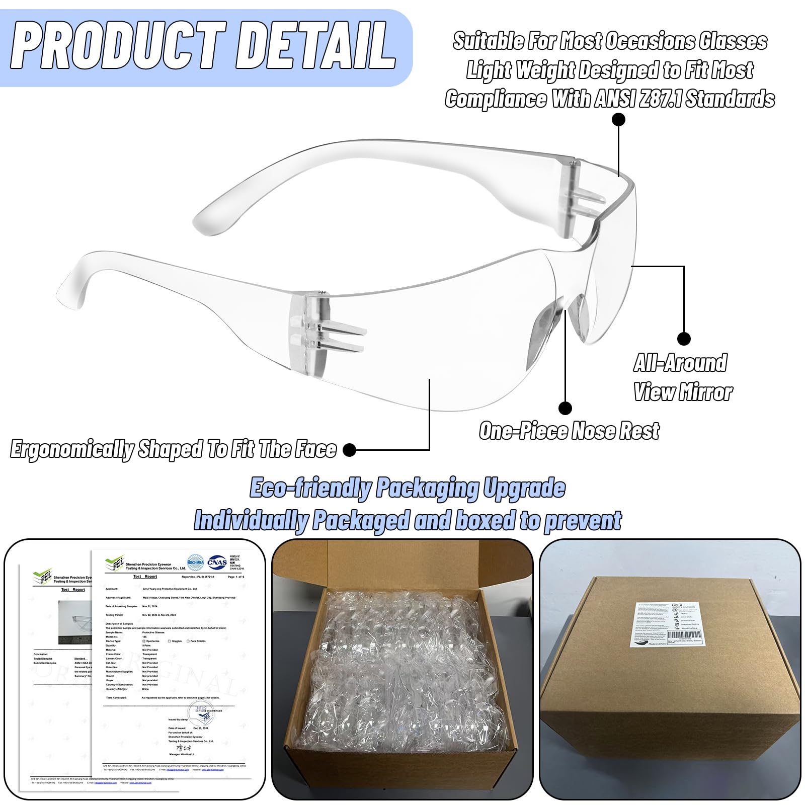 Bulk Safety Glasses - ANSI Z87.1 Protection -3