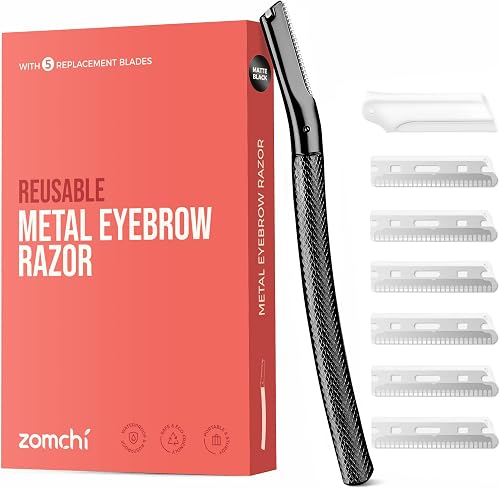 ZOMCHI Eyebrow Razor, Dermaplaning Tool for Face, Eyebrow Trimmer Shaper with Precision Cover,Black