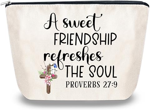 Sister in Christ Gifts for Women Makeup Bags Secret Sister Gifts for Women Christian Birthday Christmas A Sweet Friendship Refreshes the Soul Friendship Gift for Best Friend
