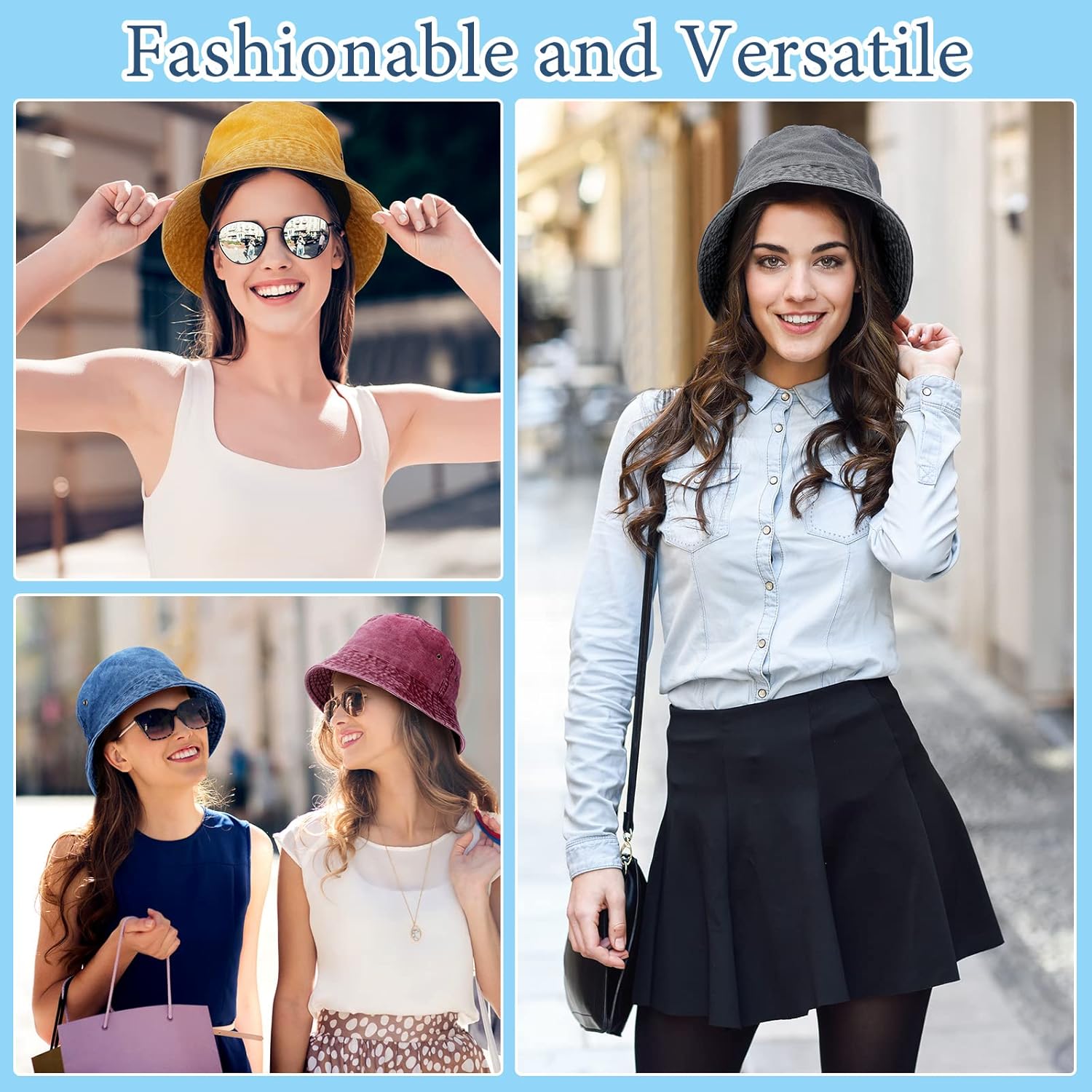 Sureio 24 Pcs Washed Cotton Bucket Hats Bulk for Women Men Wide Brim Packable Summer Outdoor Cap Unisex Travel Beach Fishing Hiking Sun Hats Multicolor Bucket Cap for Adult - Image 5