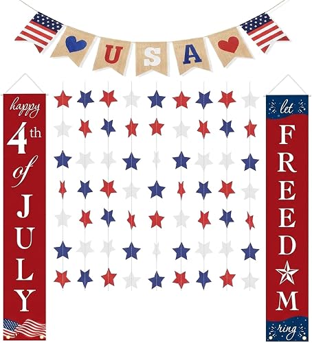 American Flag Banner, Memorial 4th of July Patriotic Garden Decor Outdoor
