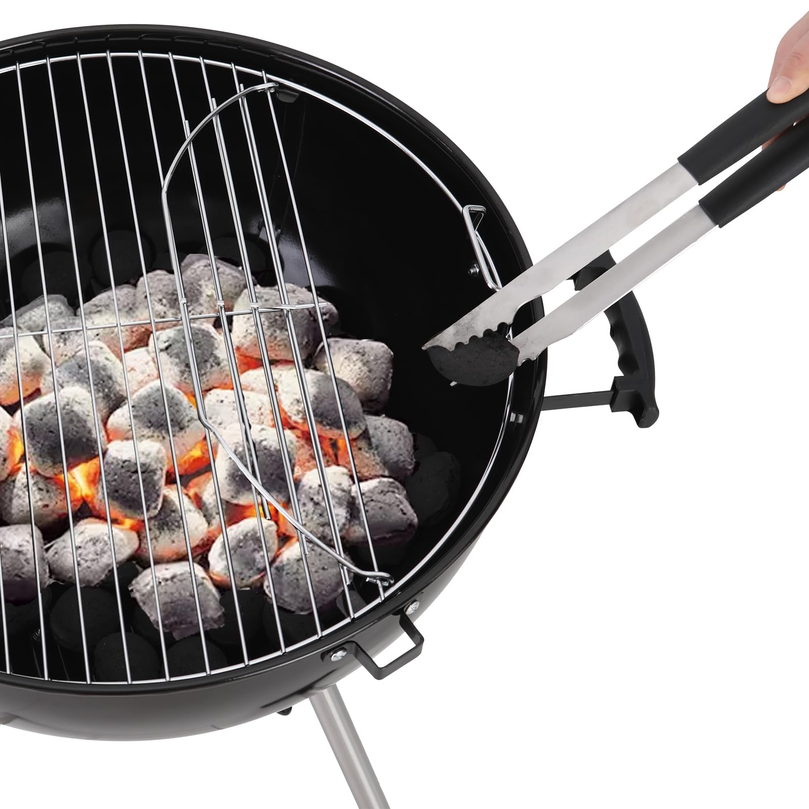 GREEN PARTY Parrilla de carbón vegetal de 22 pulgadas con ruedas, parrilla de carbón portátil con tapa esmaltada en porcelana y recogedor de cenizas para cocinar al aire libre, barbacoa, camping,