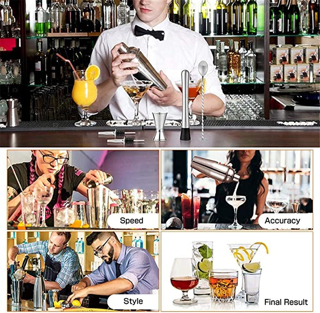 Bartender Kit with Stand Bar Set Cocktail Shaker Set for Drink Mixing - Bar Tools Shaker Best Bartender Kit for Beginners (Color : 12Pcs 550ML Rack) (12Pcs 550ML Rack) Cocktail shakers