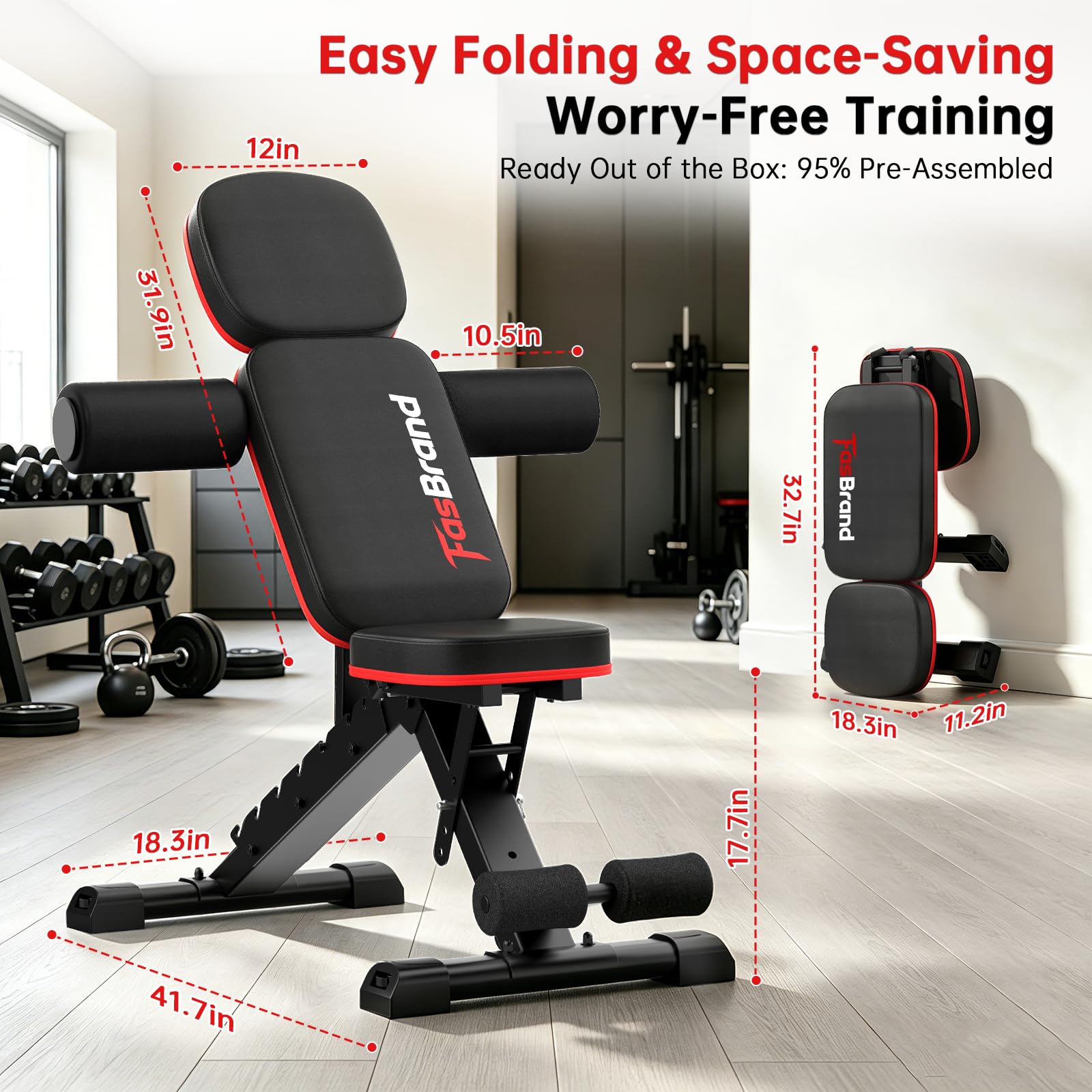 Adjustable Weight Bench for Home Gym, 98% Pre-Assembled Foldable Bench | 660LBS Heavy Duty Weight Bench, 8 Backrest & 4 Seat Positions for Incline Decline Flat Workout, Leg & Elbow Support
