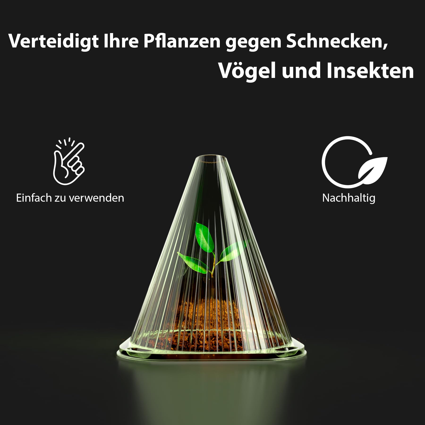 BigDean Pflanzenhut 24 Stück Pflanzhilfe Pflanzglocke grün Frostschutz Pflanzenschutz vor Schnecken Vögeln Schädlinge Sonnenschutz Sonnenhut Pflanzhut