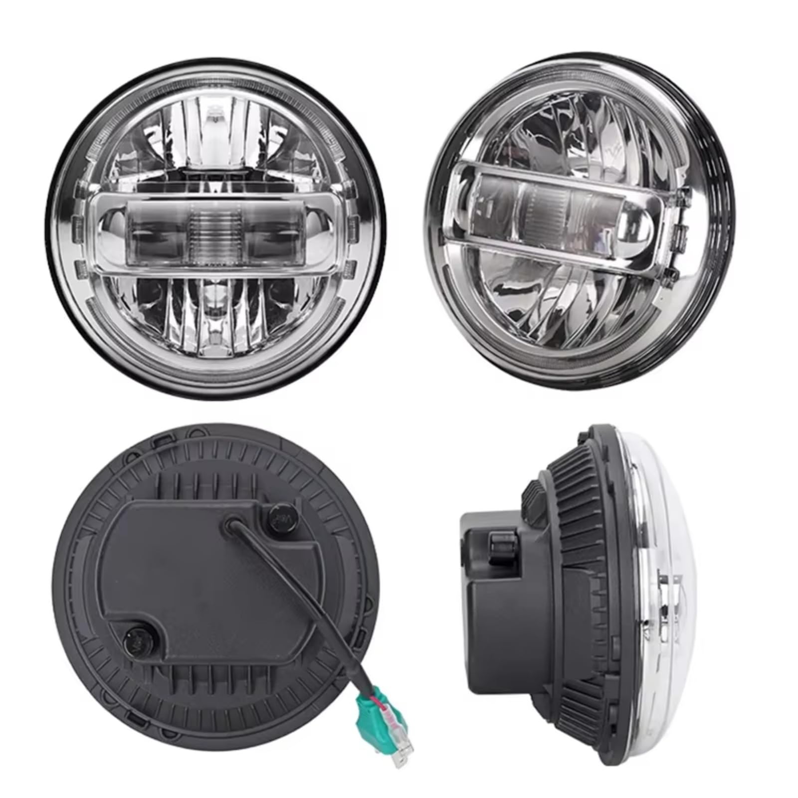 Fari Paraurti Anteriore Per Jeep Per Wrangler Per JK Fuoristrada Per Strada Per Lada 4x4 Fari Anteriori A LED DRL Luce Marcia Gruppo Ottico 7 Pollici Luce Marcia Diurna(Nero)