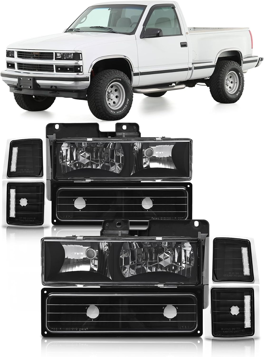 AXLAHA Headlight Assembly Pair for 1994–1998 Chevy Trucks and SUVs