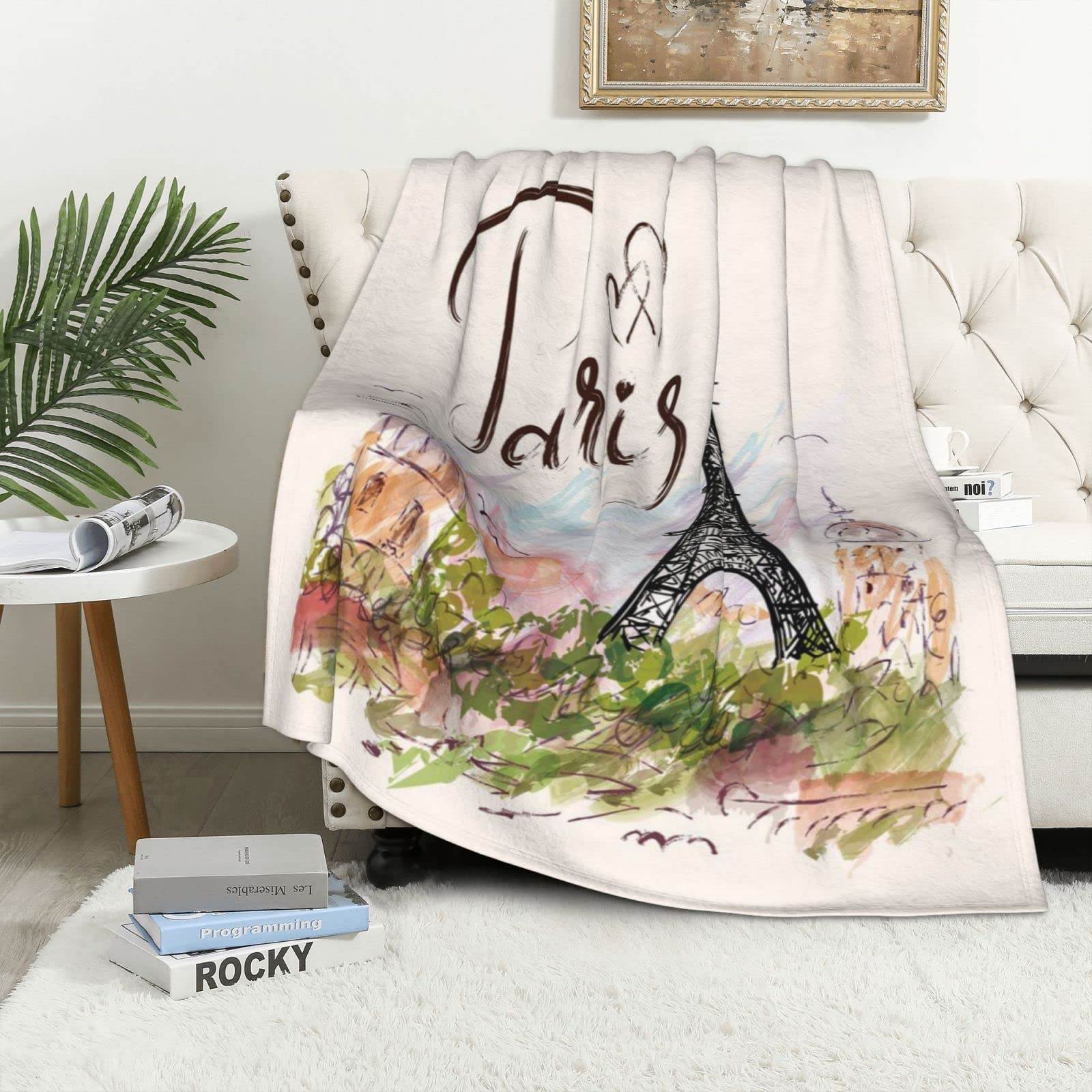 Couverture flanelle Tour Eiffel pour ne plus avoir froid sur votre canapé ou lit