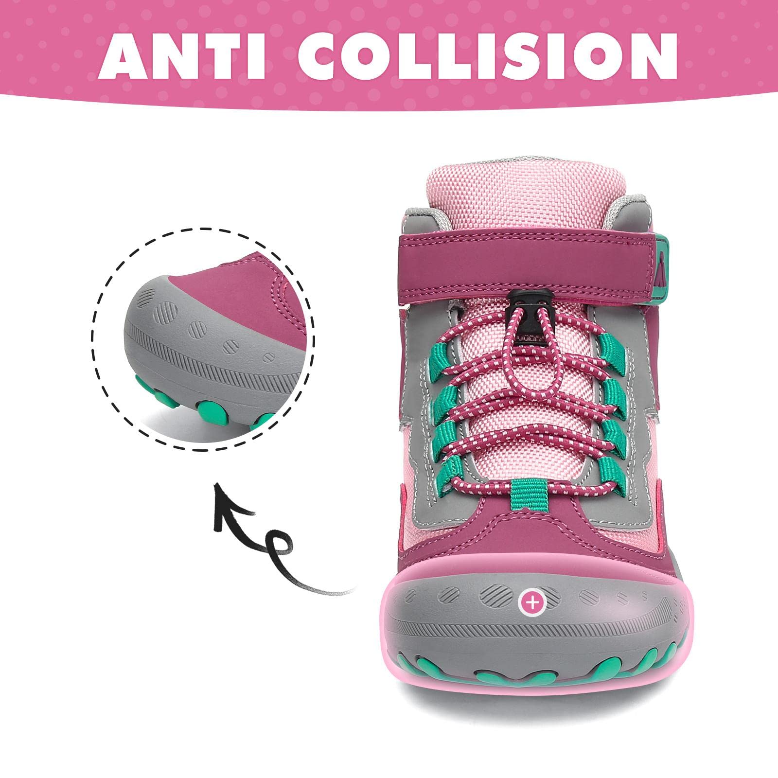 Mishansha Botas de Senderismo Niño Niña Zapatos de Trekking Antideslizante Ligero Zapatillas de Montaña Cómodos Exterior, Rosa Rubor 37 EU