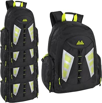 Trail maker 24 Pack Bulk Reflective Laptop Backpacks Wholesale for Men, Women, Adults, Homeless