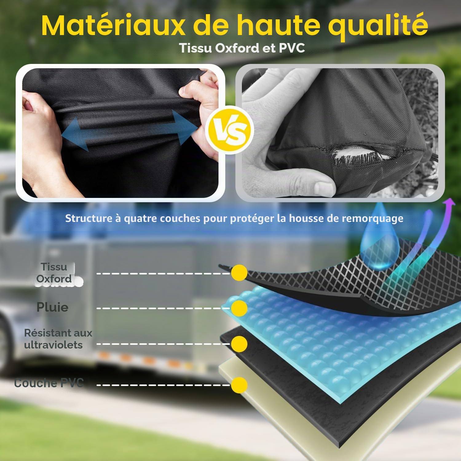 Housse de timon pour cheval - Résistante à l'abrasion, durable, résistante aux rayures, imperméable, résistante aux UV - Pour tous les types de remorques de chevaux