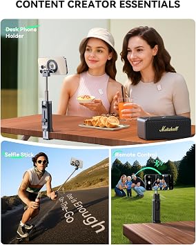 JOYROOM MagSafe Selfie Çubuğu 4'ü 1 Arada Seyahat Aletleri 360° Dönebilir Uzatılabilir Cep Telefonu Tutacağı Uçak Tripod ve Uzaktan Kumandalı Cep Telefonu Standı iPhone 17 16 15 Samsung Android Akıllı