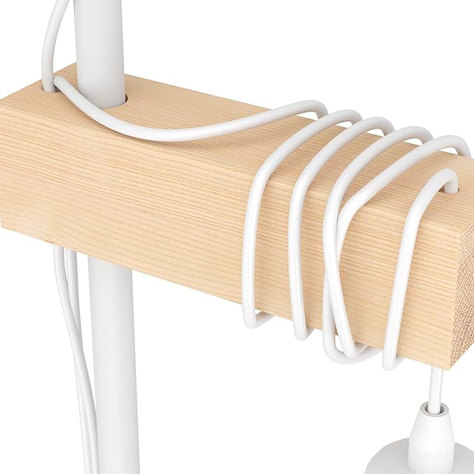 Eglo EGLO Townshend vloerlamp, 2-lichts vintage woonkamerlamp in industrieel ontwerp, staande lamp retro van staal en hout, kleur wit, bruin, FSC-gecertificeerd, E27 fitting, incl. schakelaar photo 3