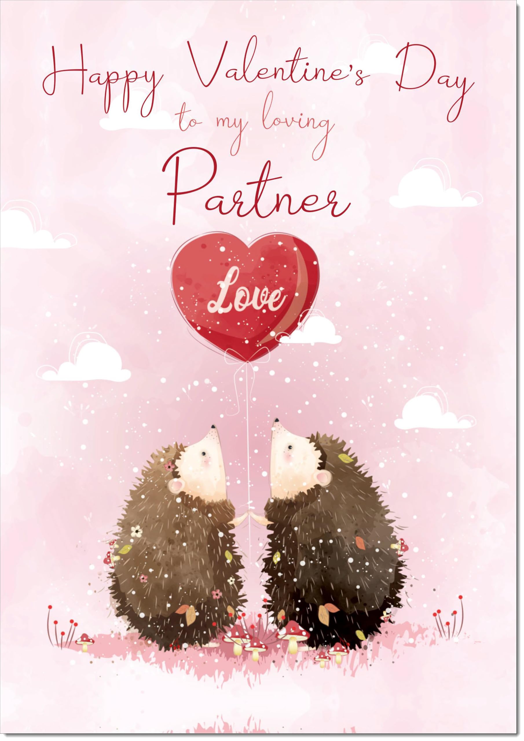 doodlecards Partner Valentine's Day Card Love Hedgehogs Large A4 Size with Plain Envelope