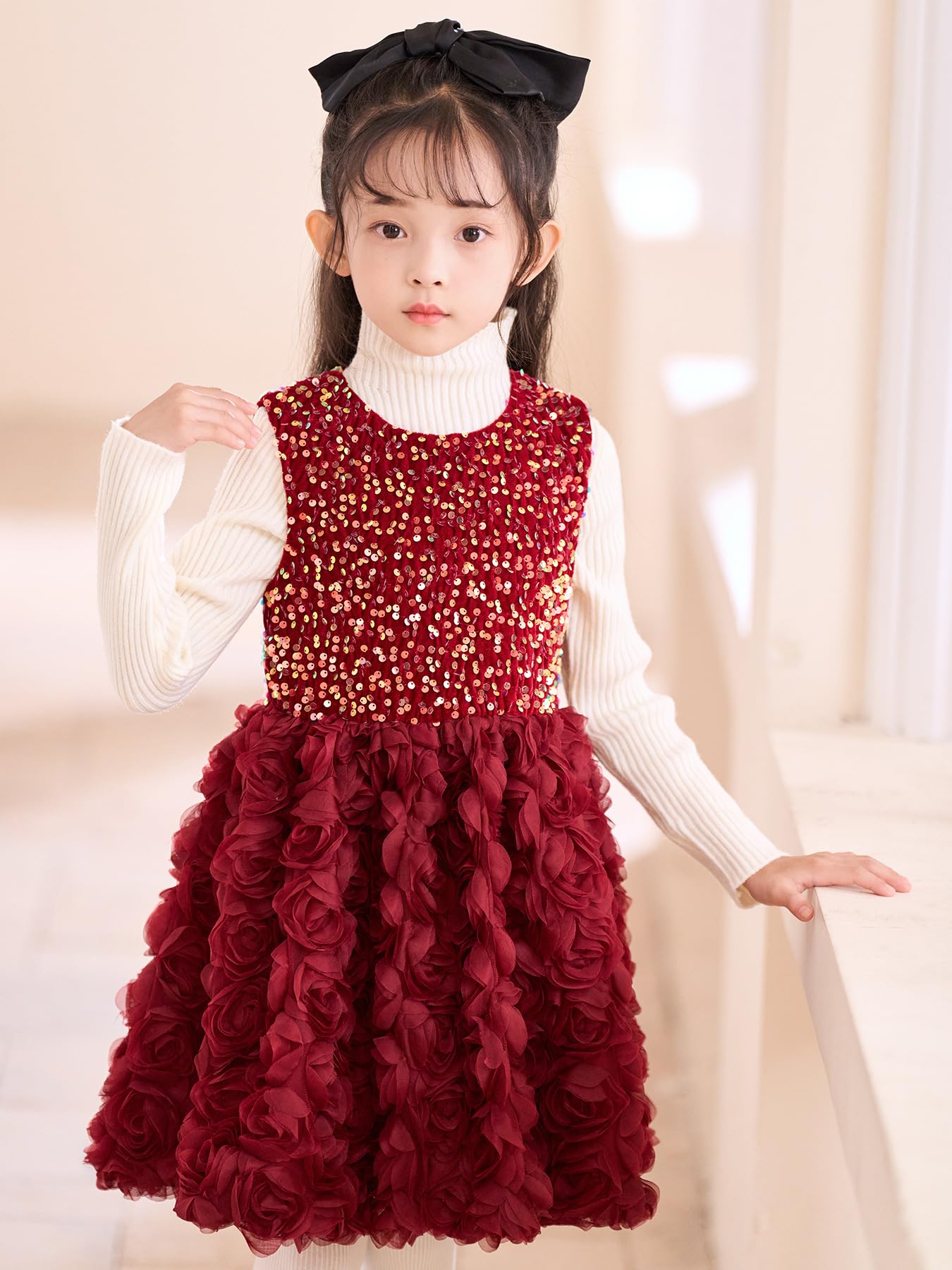 Kinder Baby Mädchen Prinzessin Partykleid ärmellos Pailletten Tank Blumen Tüllkleid Geburtstagspartykleid