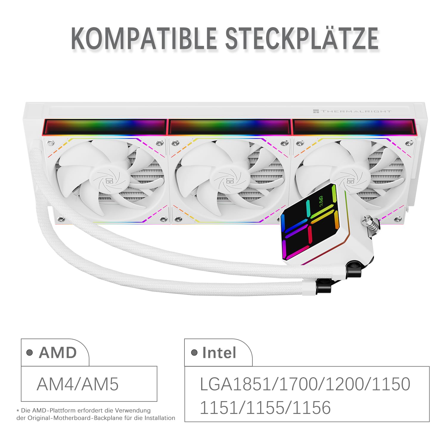 TR-Thermalright Magic Qube 360 ARGB White, chłodzenie cieczą CPU, 360 mm AIO, ekran cyfrowy ARGB z wentylatorem CPU typu building block, dla AMD AM4/AM5, Intel LGA1851/1700/1150/1151