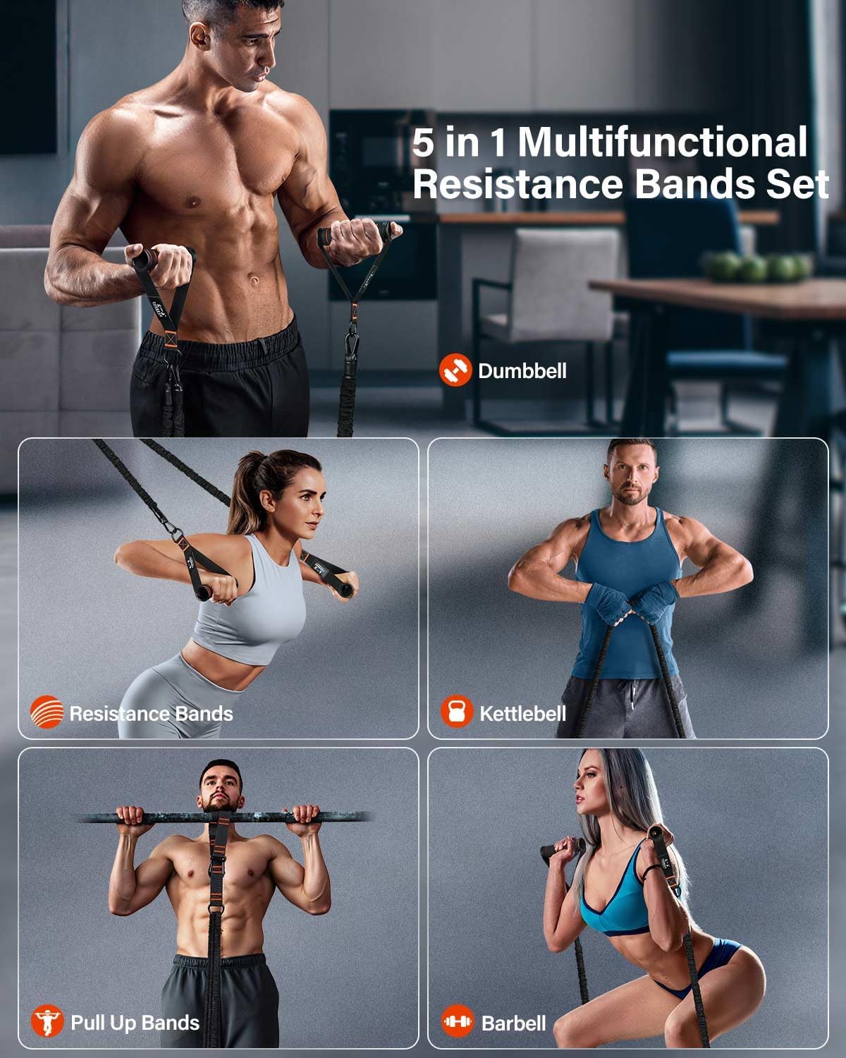 Resistance Bands, Exercise Bands, Resistance Bands for Working Out, Pull Up Assistance Bands, Work Out Bands with Handles for Men and Women Fitness, Strength Training Equipment - Image 2