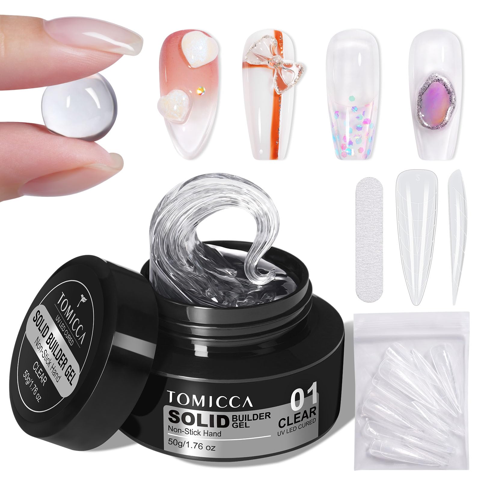 TOMICCA Hard Gel 3D Gel Nail Art Solid Builder Gel for Nails 50g 3D Nail Gel Sculpting Gel for Nail Art Non Sticky Hand Hard Gel Carving Gel Nail Glue