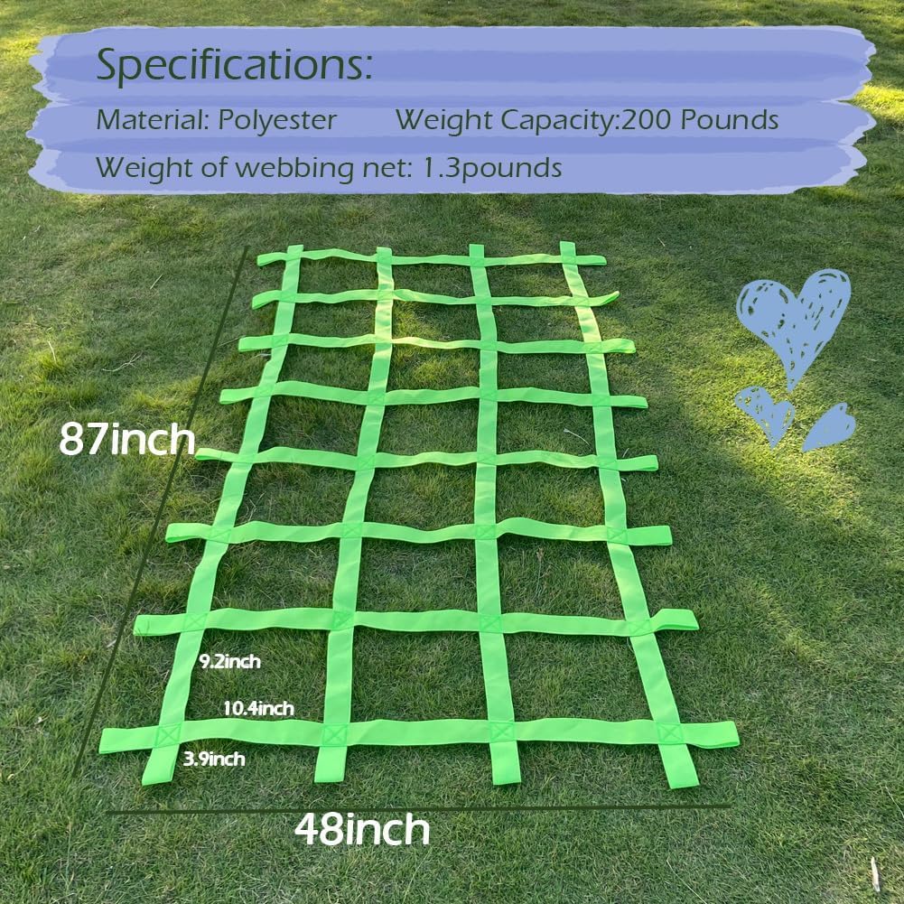 CL CLC Military Climbing Net - Indoor Climbing Net - Outdoor Climbing Net - Jungle Gyms-Climbing Cargo Net Heavy Duty - Obstacle Courses - 7ftx4ft-Green (87inchx48inch) - Image 6