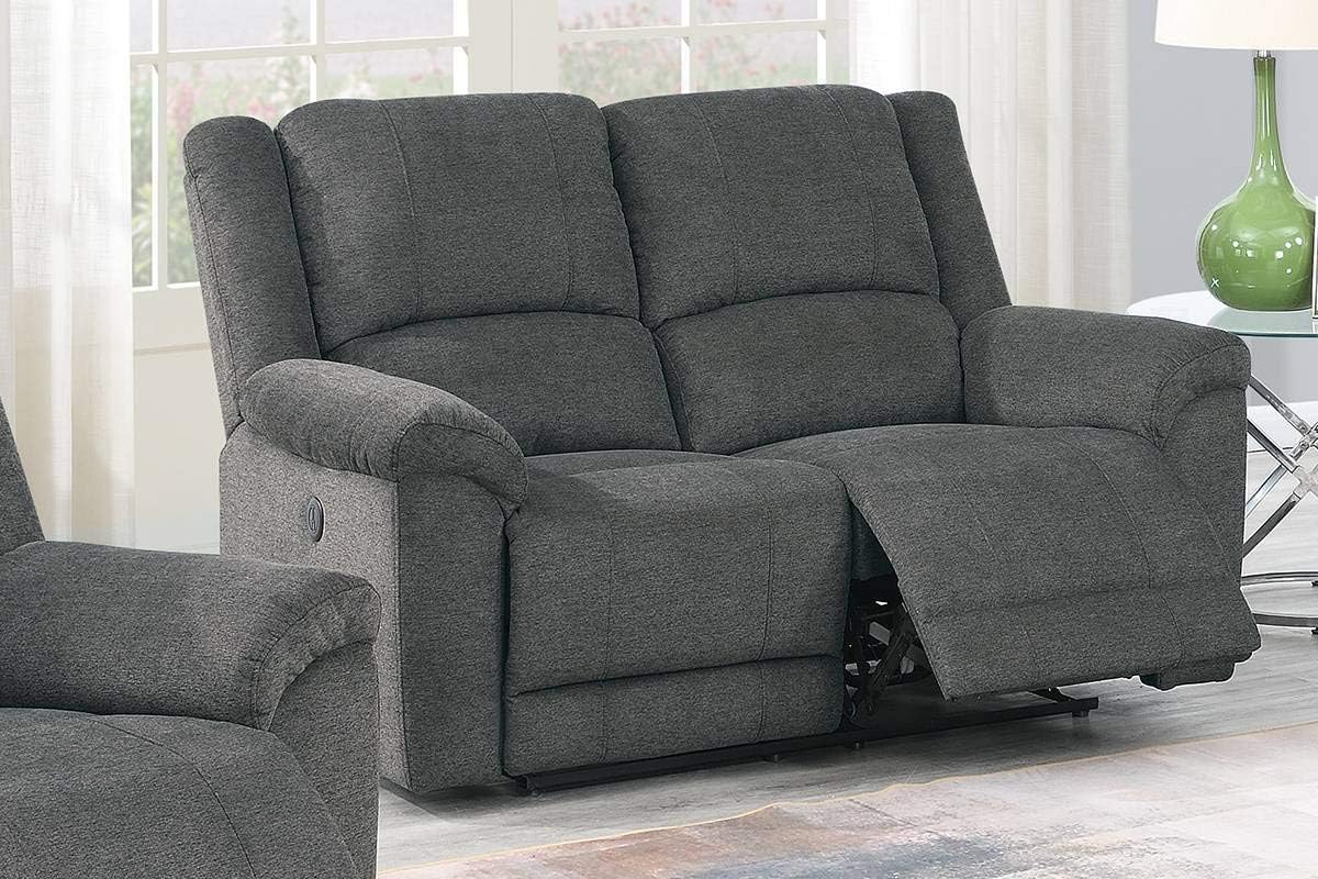 Acerra 2 Pieces Motion Sofa Set Upholstered in Slate Velvet Fabric