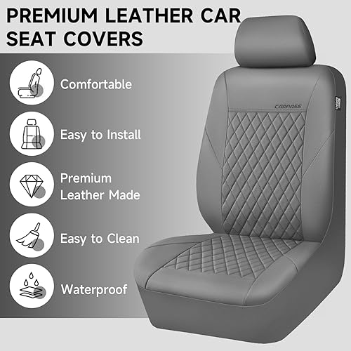 Miniatura 10 de CAR PASS Fundas de asiento de cuero morado, funda acolchada para asiento de automóvil con esponja compuesta de 0.197 in en el interior, compatible