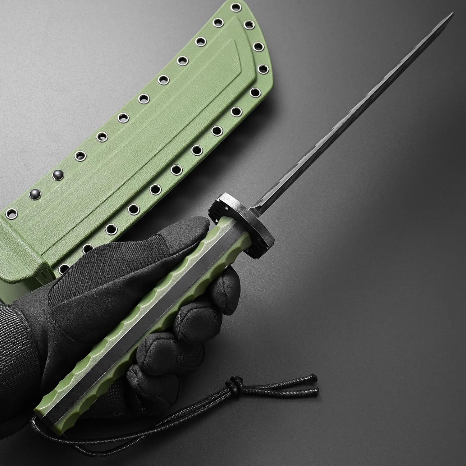 GTK33 Fixed Blade Knife AUS-10 Steel Blade Full Tang Nylon Fiberglass Handle Cool Style Knifes for Outdoor Camping Hunting Collection (Green)