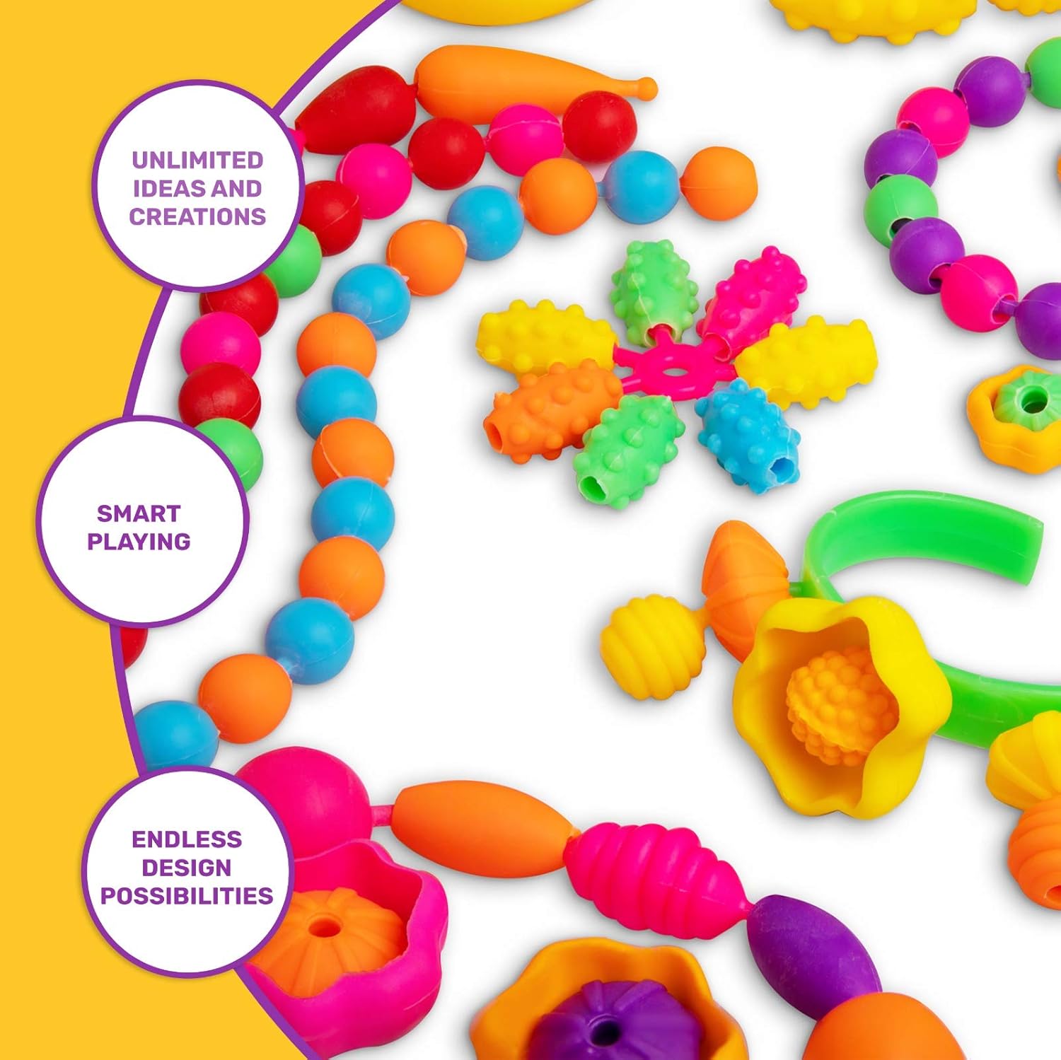 TS YUNIKU Jewelry Making Kit for Kids - Glow in The Dark Pop Beads, Arts & Crafts Supplies - 550 Pieces, Set for DIY Bracelets, Hairbands, Necklaces, & Earrings, Colorful Toys for Girls Age 3 & Above : Toys & Games