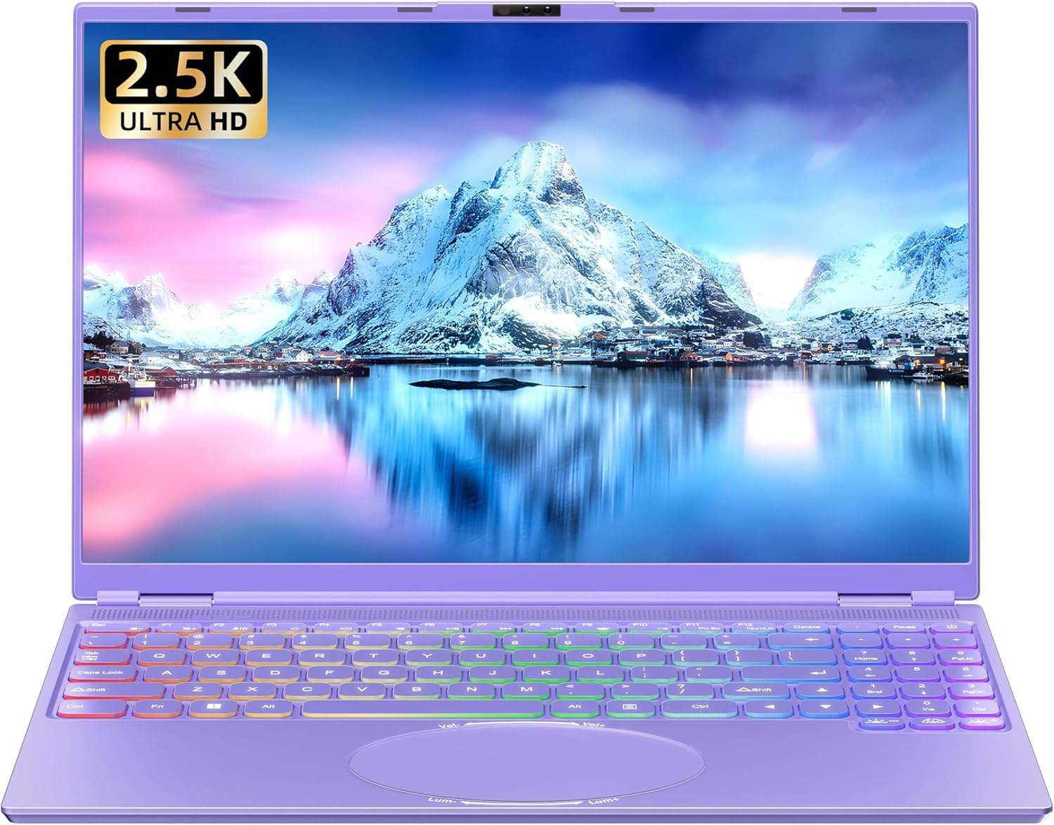 16インチ ノートパソコン【Win 11搭載/MS Office 2019搭載】パソコンノート/インテルCeleron N95高速CPU 1.7GHz～3.4GHz/2.5K液晶IPS 解像度(2560*1600)/メモリDDR4 16GB/顔認証/豊富な機能性laptop 初期設定不要 (パープル, 16G+512GB SSD)