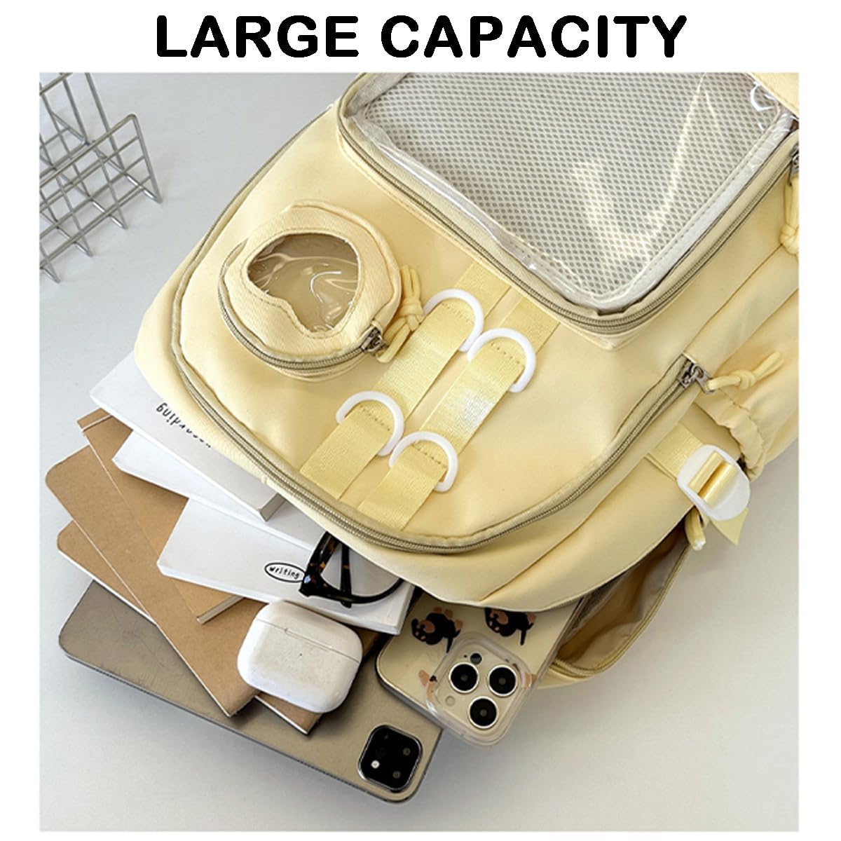 Ita Bag Rucksack Kawaii Anime Pin Display Rucksack mit Transparentem Fenster Cosplay Itabag für Sammler Schwarz