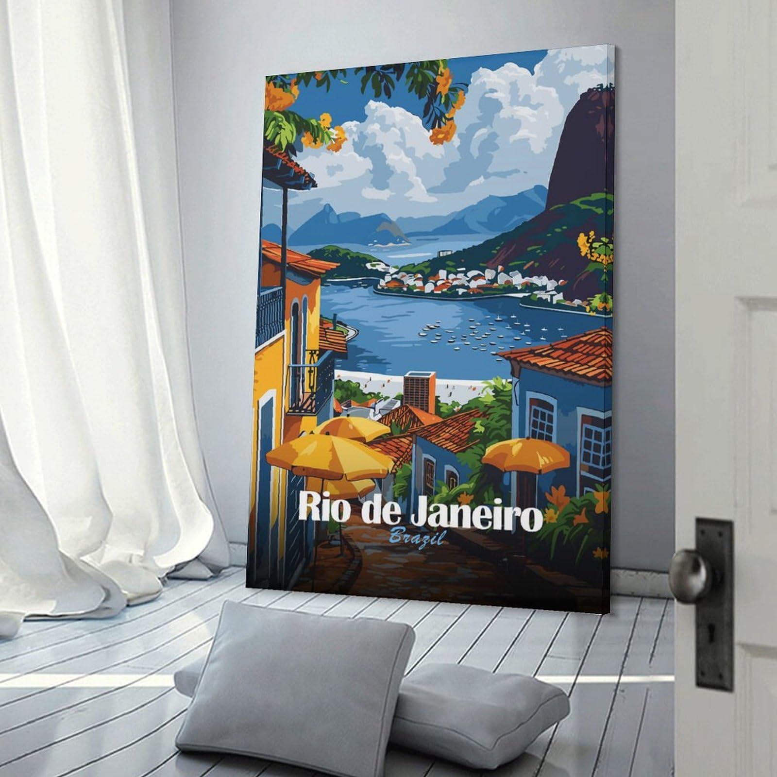 Junmoney Frame-Style-19-1 Room Decor Wall Art Rio De Janeiro, Brazil Travel, 20X30inch(50X75cm), For Gallery Wall Decor And Room Displays, An Easy Match For Collected Prints