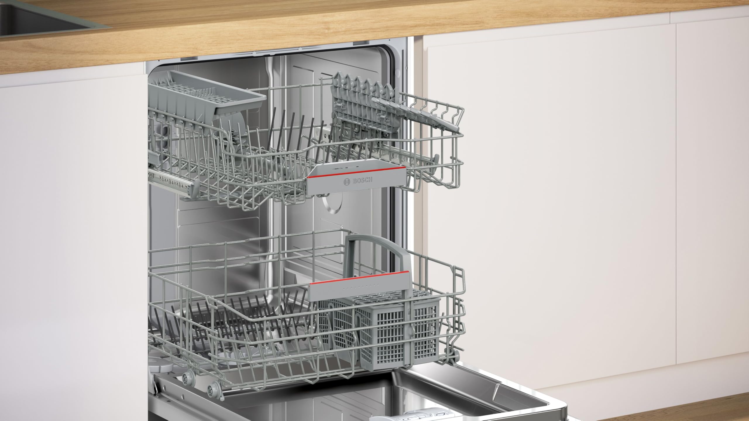 Bosch SMI4EAS28E Serie 4 Teilintegrierter Geschirrspüler 60 cm Edelstahl, leise, SpeedPerfect Plus