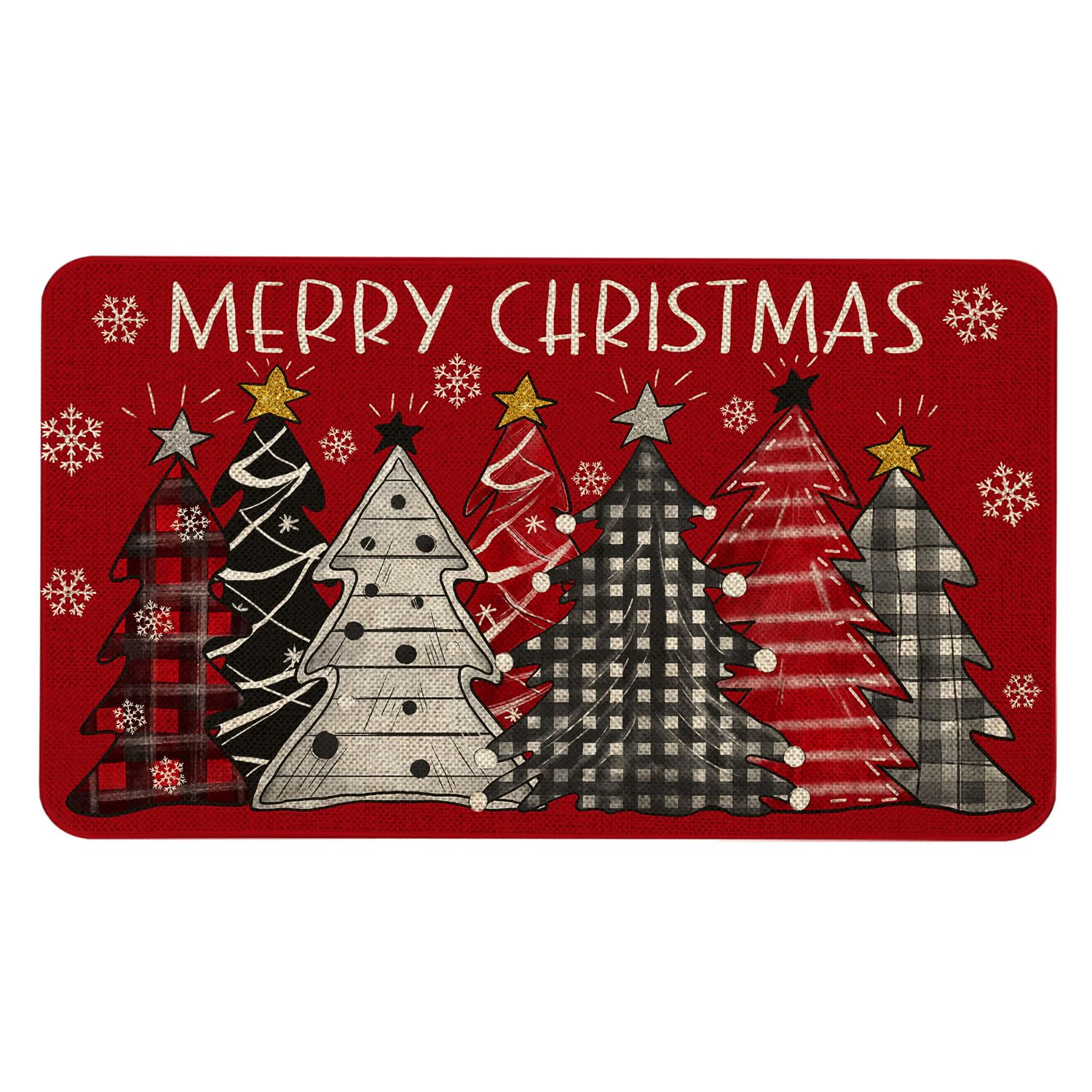Roszwtit Merry Christmas Tree Door Mat 30 X 17 Inch Christmas Doormat Indoor Outdoor Entrance Floor Rug Non Slip Winter Christmas Decor Rubber Welcome
