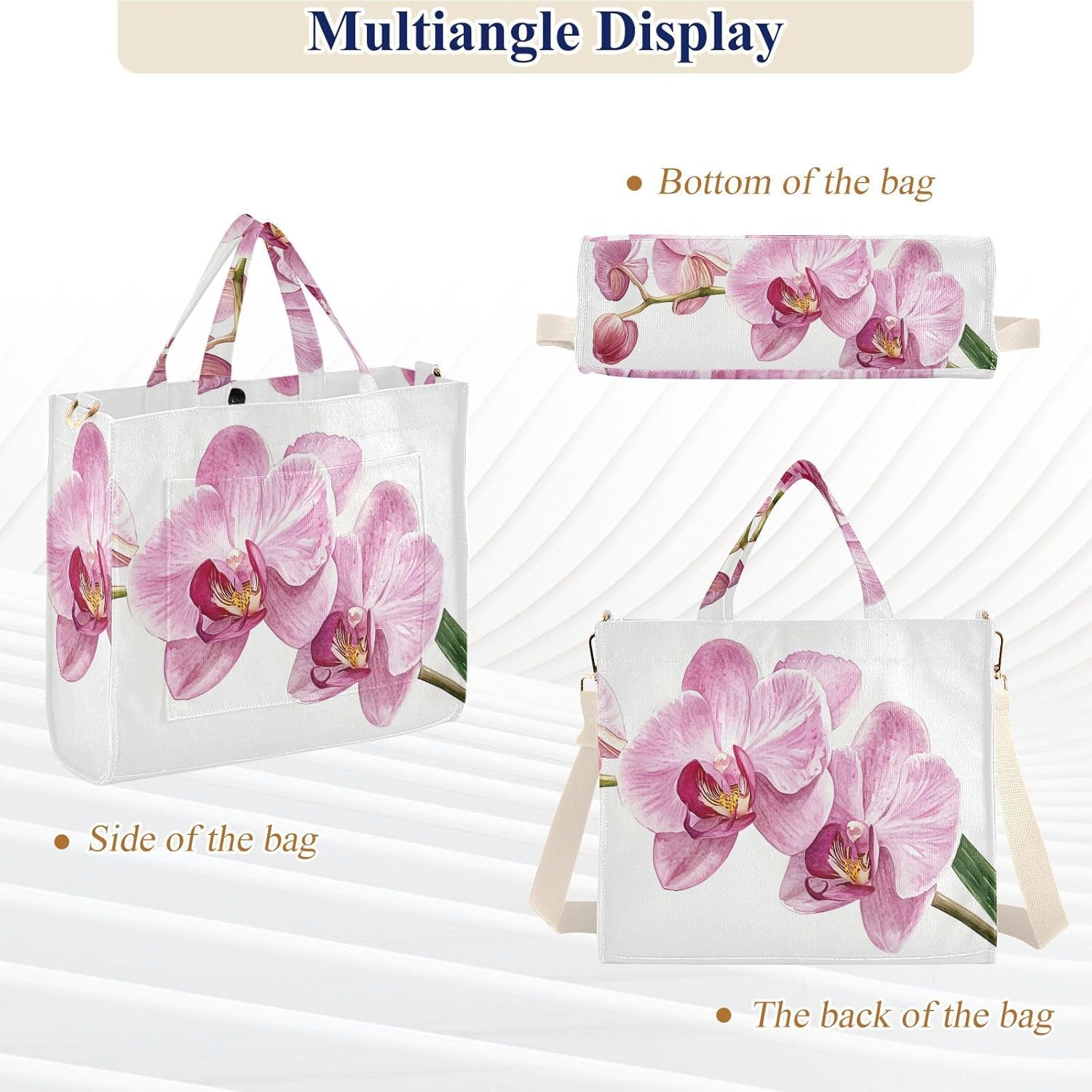 Flowers Closeup Tote Bag for Women - Large Cool Corduroy Crossbody Bags for Daily Use S