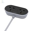 T Teclusive 2500W 10A Extension Cord with 2 Power Socket Outlet to Accommodate Large Plugs | 3 Layer PVC Insulation Thickened Cable | Heavy Duty Long Cable Extension Box Board (5 Meter) gallery image