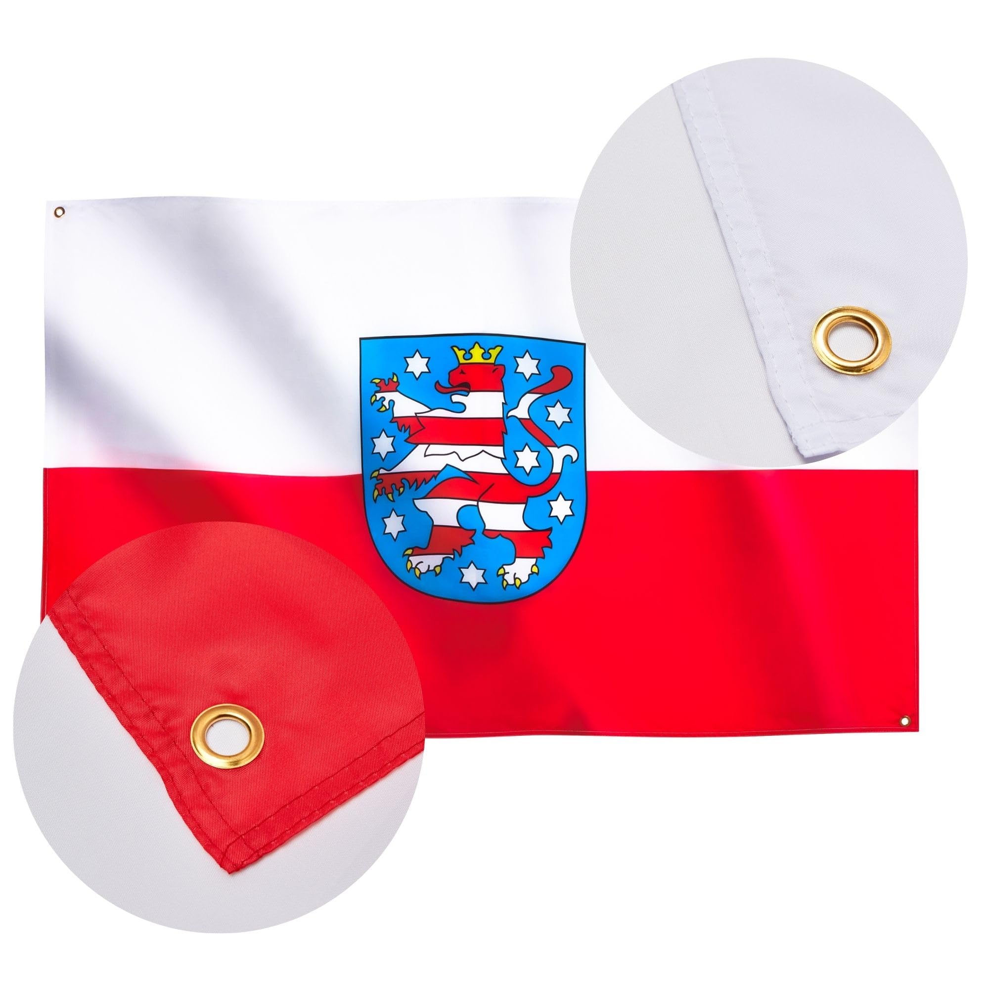 Runesol Thuringia Flag, 91x152cm, 3ft x 5ft, Thüringer Flagge, 4 Grommets, Eyelet in Every Corner, Thuringian Flag - Image 4