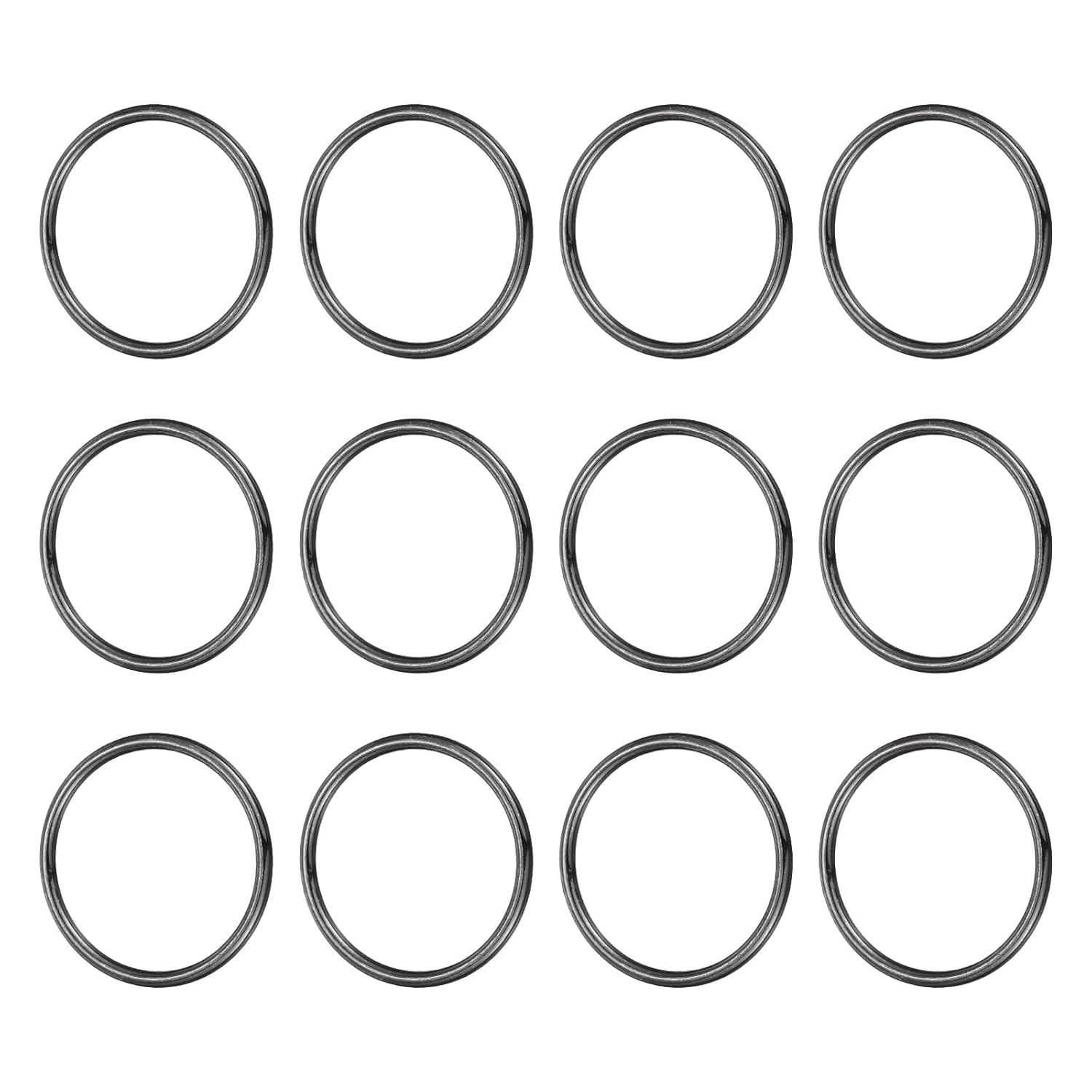 PATIKIL 12 Pcs Metal O Rings, 1-9/16" ID 0.12" Thick Seamless Welded Multi-Purpose Round Ring Hardware for Belts Bags Dog Collar Macrame Hanging, Light Black