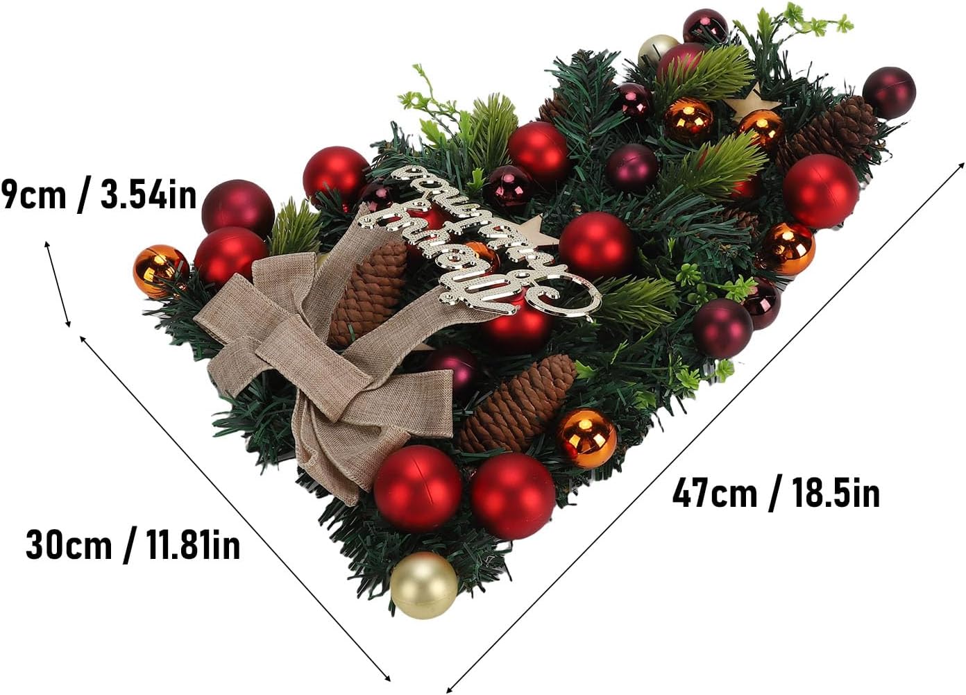 Xmas Teardrop Swag Artificial Pinecone Berry Door Wall Hanging Xmas Decor